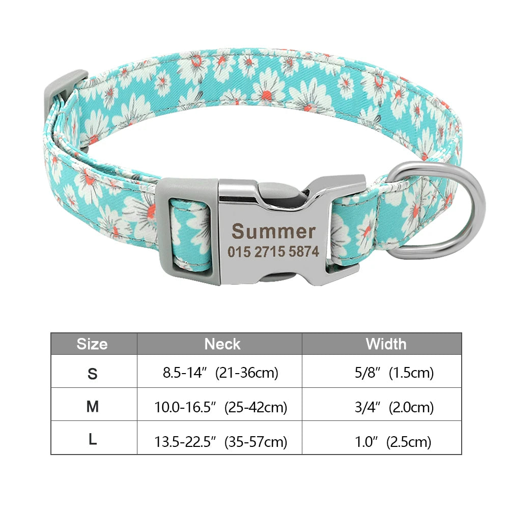 Personalized Dog Accessories Collar Nylon Printed Pet Puppy Collar Dog ID Collars Free Engraved ID for Small Medium Large Dogs Pi-Mart