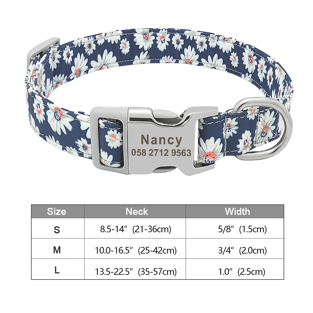 Personalized Dog Accessories Collar Nylon Printed Pet Puppy Collar Dog ID Collars Free Engraved ID for Small Medium Large Dogs Pi-Mart