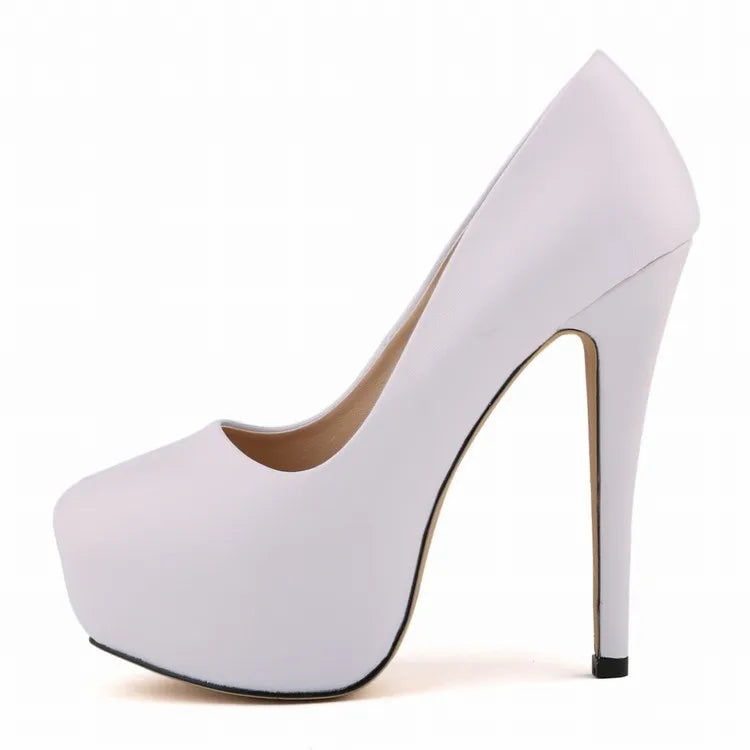 2026 Women Pumps Sexy Round Toes High Heels Fashion Super 14cm Platform Casual Thin Womens Party Red Wedding Shoes Large Size Pi-Mart