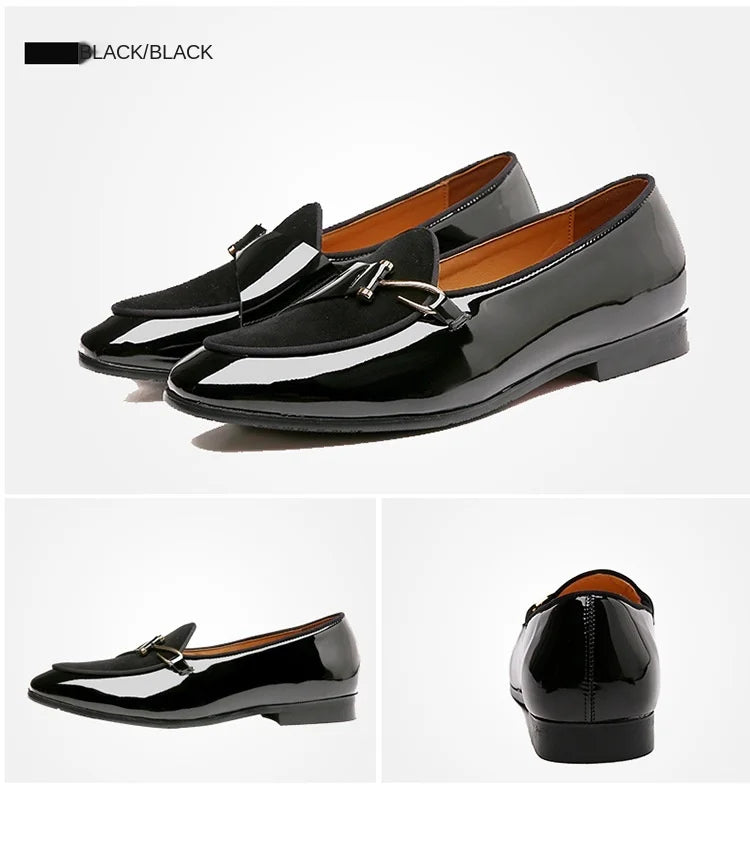 Patent Leather Loafers Men Dress Shoes Leather Italian Oxford Shoes for Men Wedding Dress Formal Slip on Shoes Men Office 2026 Pi-Mart