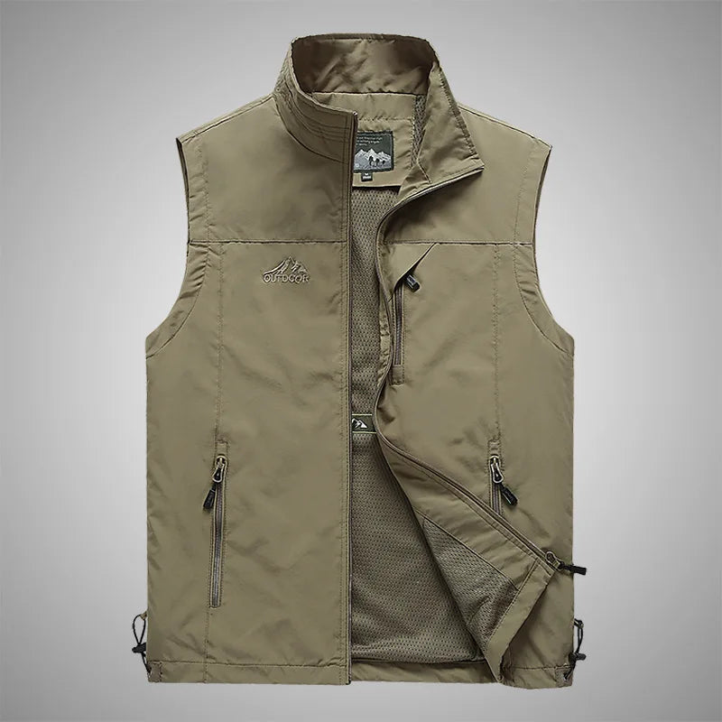 FGKKS Spring New Men Waistcoat Outdoor Leisure Solid Color Vest Young Middle-aged Photography Fishing Casual Vest Jacket Male LadyShow.Store