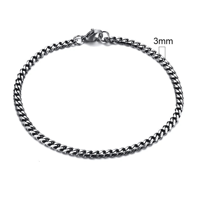 Vnox Mens Simple 3-11mm Stainless Steel Curb Cuban Link Chain Bracelets for Women Unisex Wrist Jewelry Gifts Pi-Mart