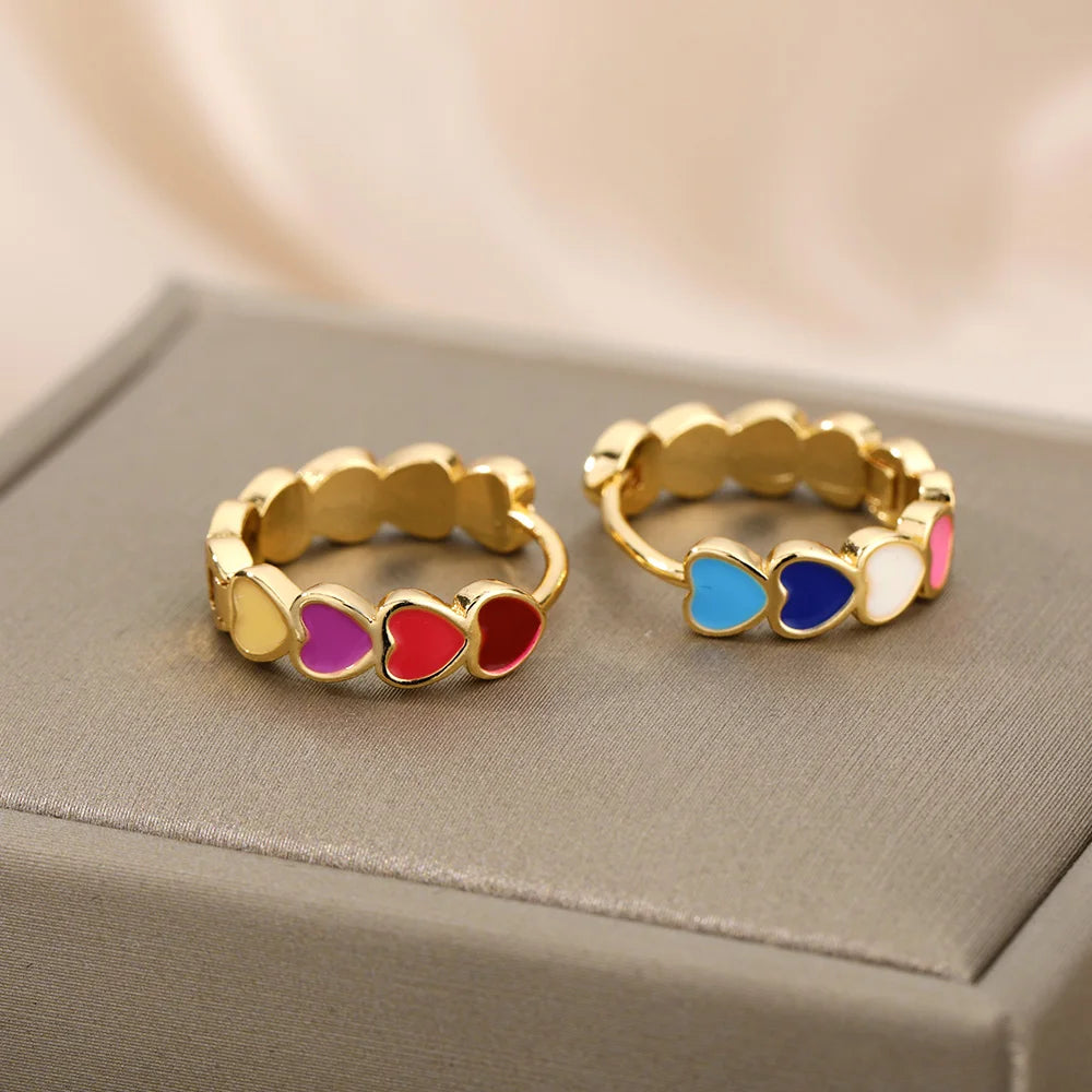 Stainless Steel Heart Earrings for Women Waterproof Gold Color Earrings 2025 Trend Aesthetic Ear Piercing Jewelry Wedding Gifts Pi-Mart