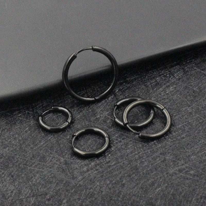 1 Pair Women/Man Stainless Steel Small Hoops Earring Piercing Ear Cartilage Tragus Simple Thin Circle Anti-allergic Ear Buckle Pi-Mart