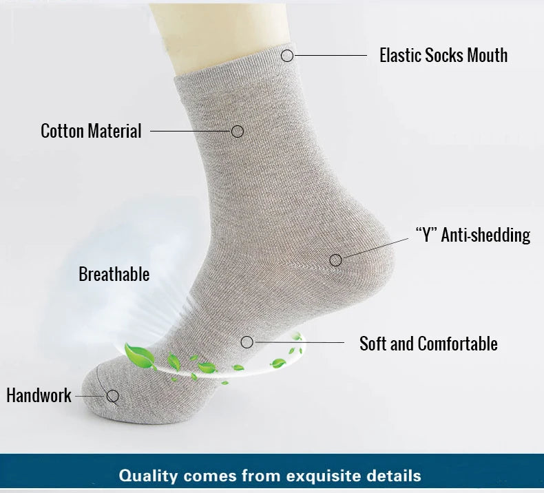 HSS 5/10 Pairs Men's Cotton Blend Socks Black Business Men Socks Soft Breathable Summer Winter for Male Socks Plus Size (6.5-14) Pi-Mart