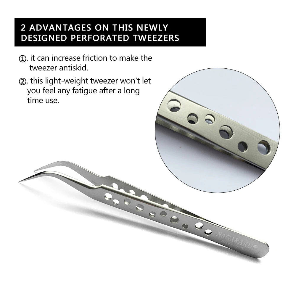 NAGARAKU Eyelash Extension Tweezers Makeup Stainless Steel Eyelash 3D accurate Clip Pi-Mart