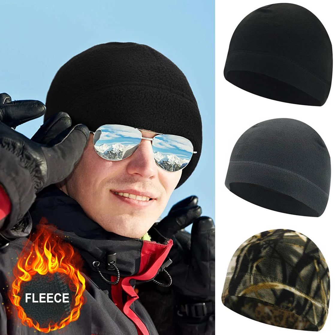 Outdoor Fleece Sports Hat Fishing Cycling Hunting Military Tactical Cap Men Women Warm Windproof Winter Cap Camping Hiking Caps Pi-Mart