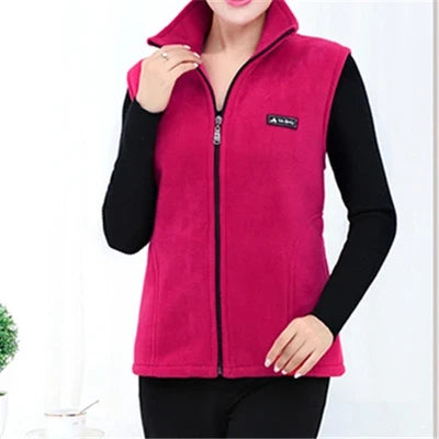 plus Size Women's Polar Fleece Vest Sleeveless Large Zipper Jacket Autumn Fashion Leisure Gilet for Women LadyShow.Store