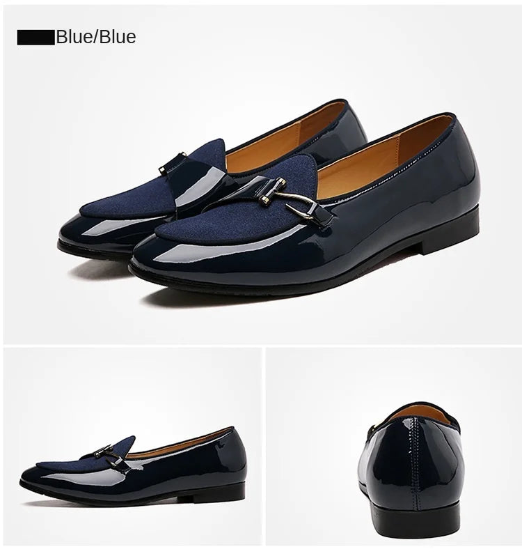 Patent Leather Loafers Men Dress Shoes Leather Italian Oxford Shoes for Men Wedding Dress Formal Slip on Shoes Men Office 2026 Pi-Mart