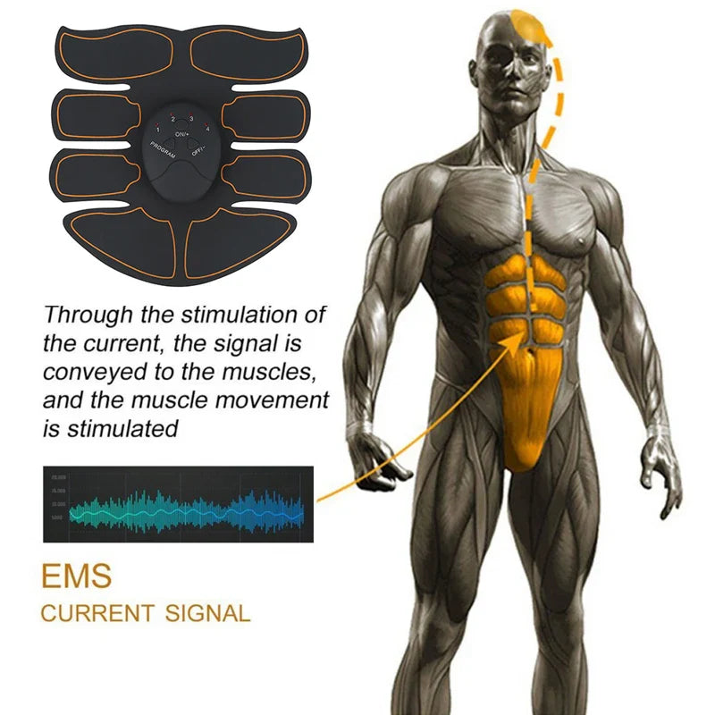 Electric Muscle Stimulator EMS Wireless Buttocks Hip Trainer Abdominal ABS Stimulator Fitness Body Slimming Massager Tri Light Beauty