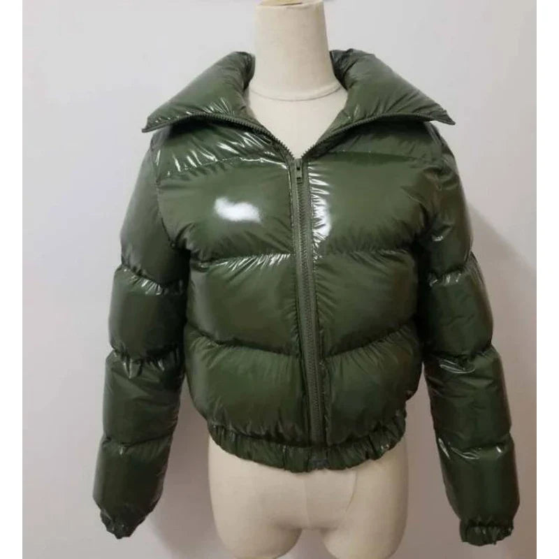 Winter Women Puffer Jackets Warm Bubble trench Coat Down Parka Outcoat Zipper Jacket Pink Cute Cropped Parka Abrigos Mujer LadyShow.Store