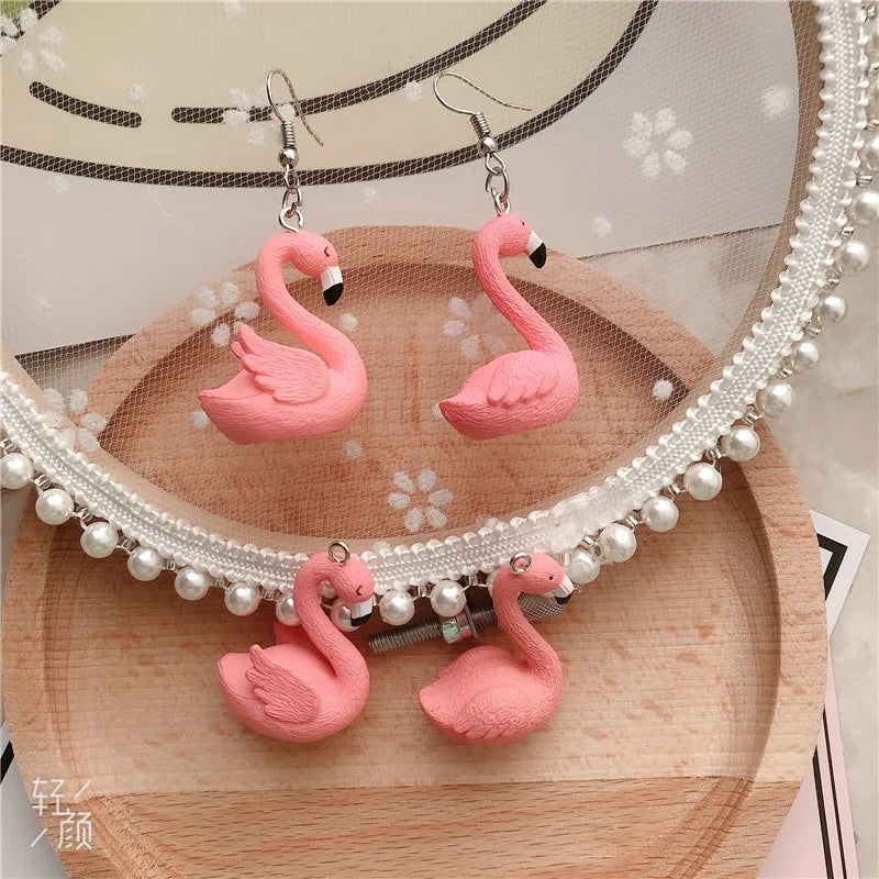 10pcs/pack Flamingo Resin Charms Craft Plastic Charms Earring Keychain DIY Jewelry Making 25x35mm Pi-Mart