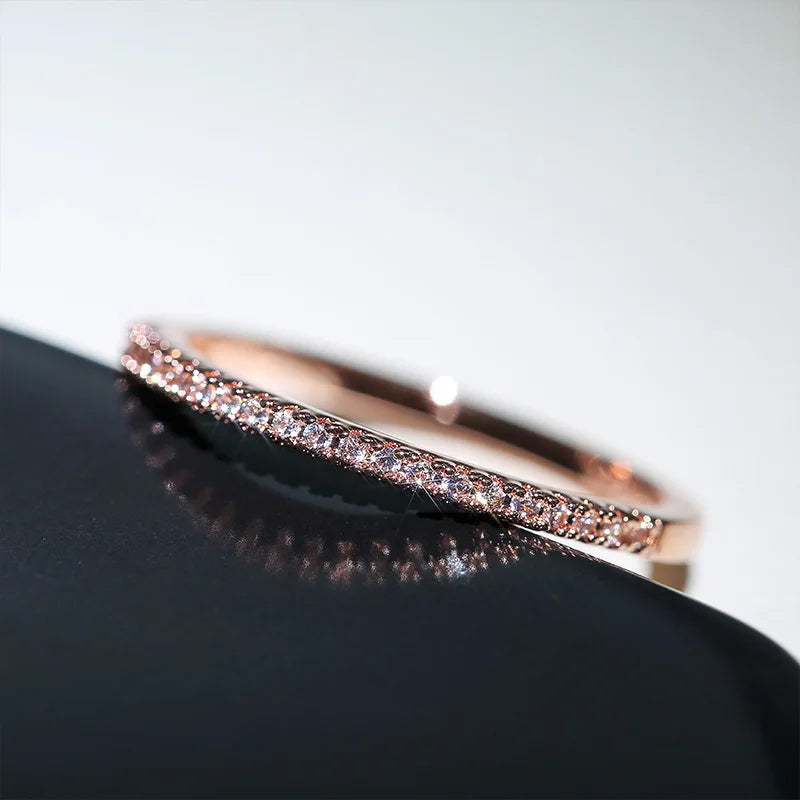 Huitan New Minimalist Thin Rings for Women Wedding Brilliant Cubic Zircon High Quality Versatile Female Finger Ring Jewelry Pi-Mart