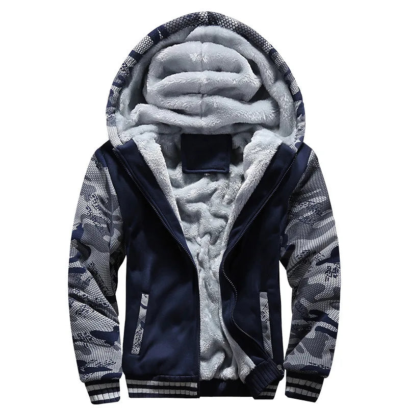 Men's Jacket Camouflage Thicken Winter Jackets for Men Fleece Long Sleeve Coat Man Casual Hoodies Streetwear Men's Coats Pi-Mart