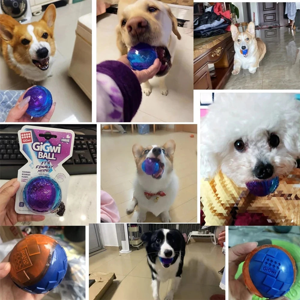 Pet Dog Squeaky Toys Ball Puppy Chew Toys Sound Pure Natural Non-toxic Rubber Outdoor Play Small Big Dog Funny Elasticity Ball Pi-Mart