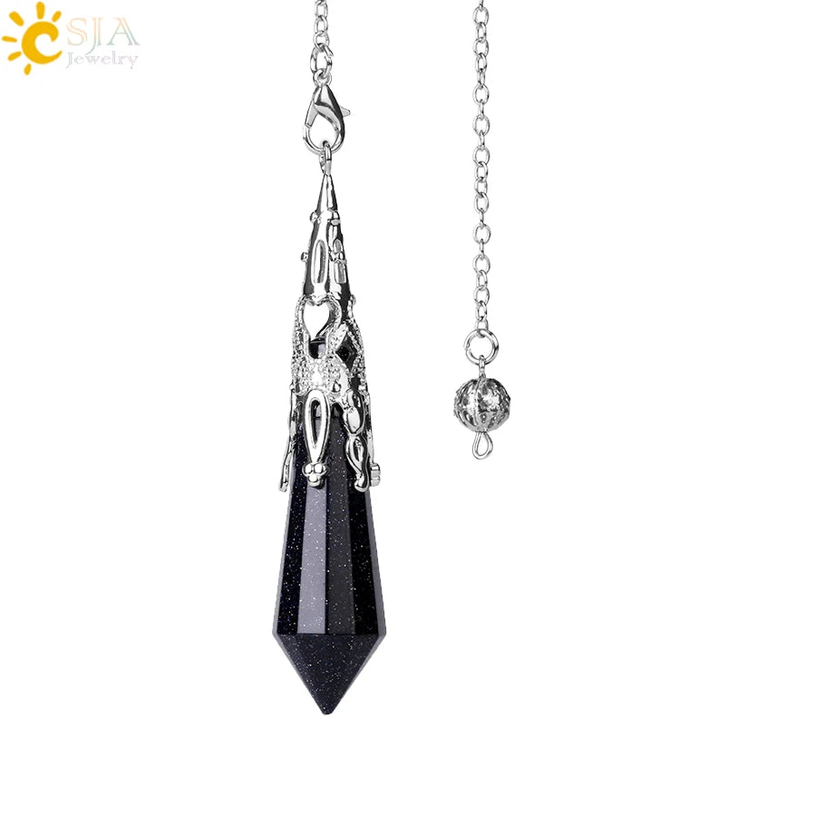 CSJA Natural Stone Crystal Pendulum for Dowsing Antique Pendant Amulet Crystals Divination Pink Quartz Pendulums Pendules G891 Pi-Mart