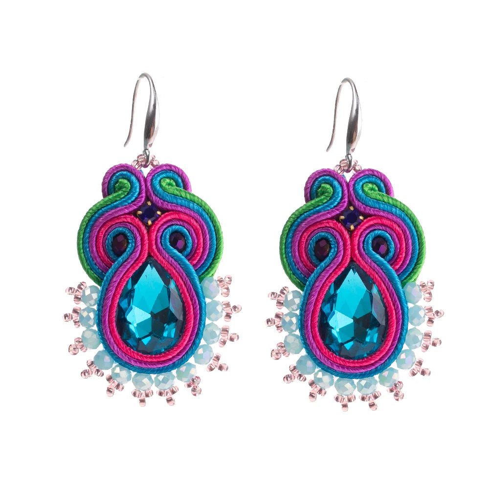 Fashion Handmade Jewelry Soutache Earrings Women Dangle Earrings Ethnic Boho Accessories Colorful Earring New Trendy Gift Pi-Mart