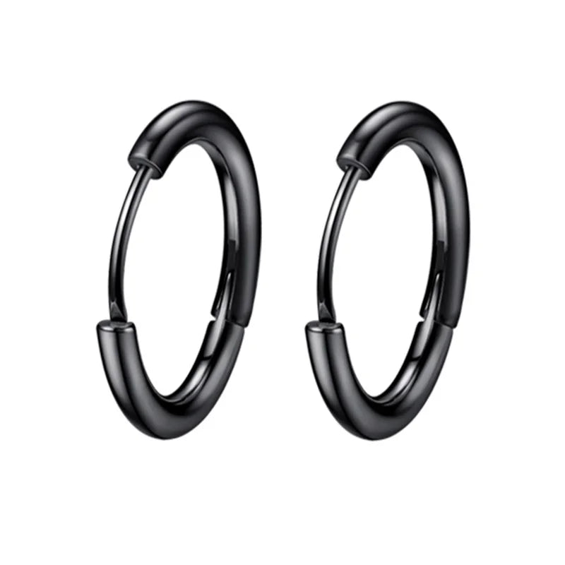 1 Pair Women/Man Stainless Steel Small Hoops Earring Piercing Ear Cartilage Tragus Simple Thin Circle Anti-allergic Ear Buckle Pi-Mart
