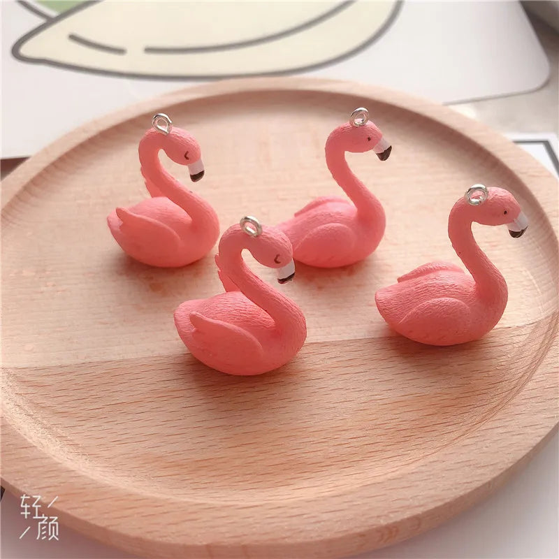 10pcs/pack Flamingo Resin Charms Craft Plastic Charms Earring Keychain DIY Jewelry Making 25x35mm Pi-Mart