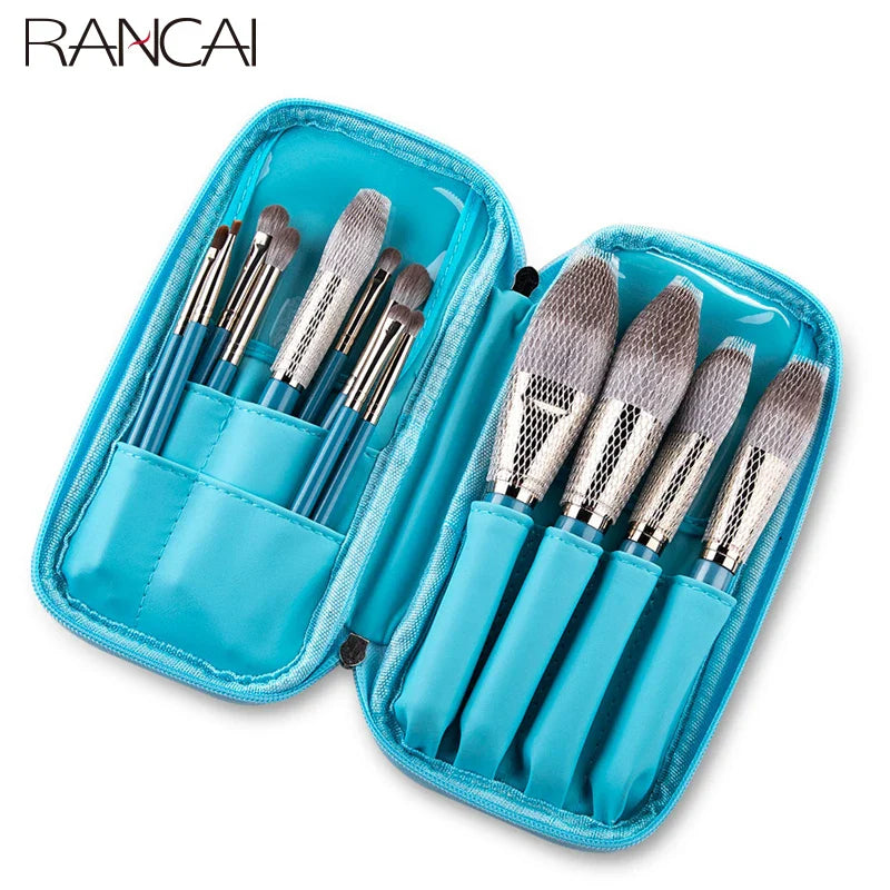13pcs Makeup Brushes Set with Leather Bag Foundation Powder Blush Eyeshadow Eyebrow Brush Soft Hair Cosmetic Makeup Tool Tri Light Beauty