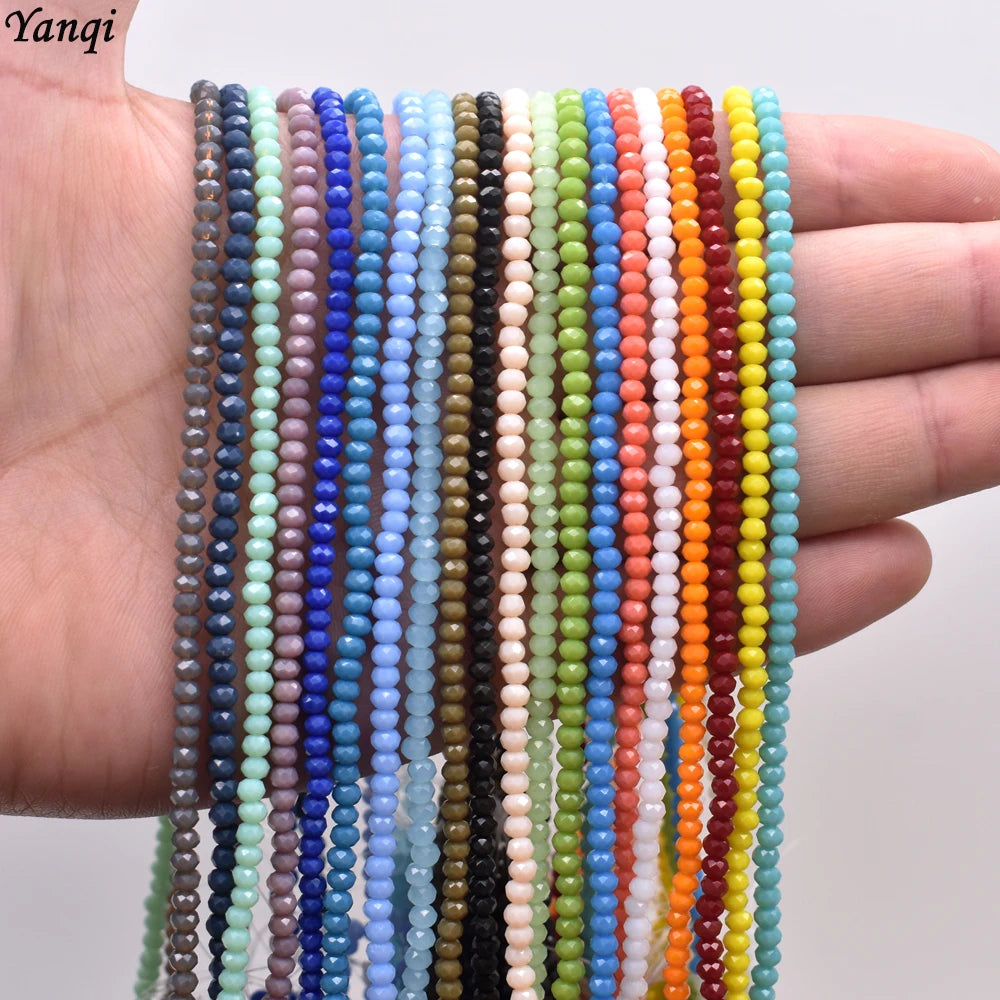 Yanqi 2 3 4mm Rondell Austria Faceted Crystal Beads Round Glass Beads Loose Spacer Beads for Jewelry Making DIY Pi-Mart