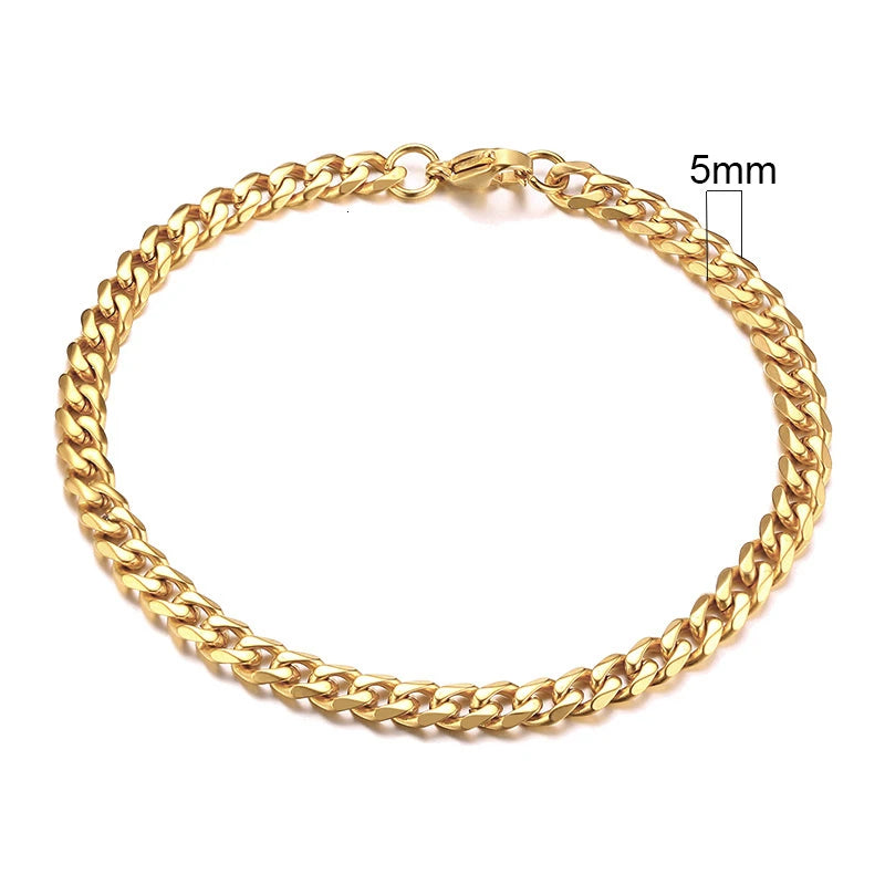 Vnox Mens Simple 3-11mm Stainless Steel Curb Cuban Link Chain Bracelets for Women Unisex Wrist Jewelry Gifts Pi-Mart