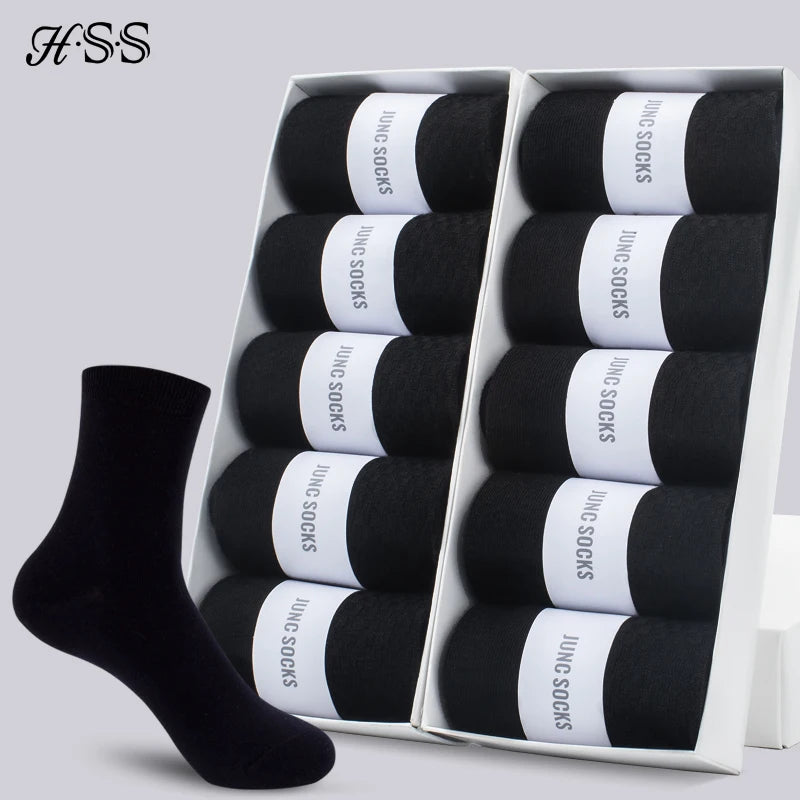 HSS 5/10 Pairs Men's Cotton Blend Socks Black Business Men Socks Soft Breathable Summer Winter for Male Socks Plus Size (6.5-14) Pi-Mart