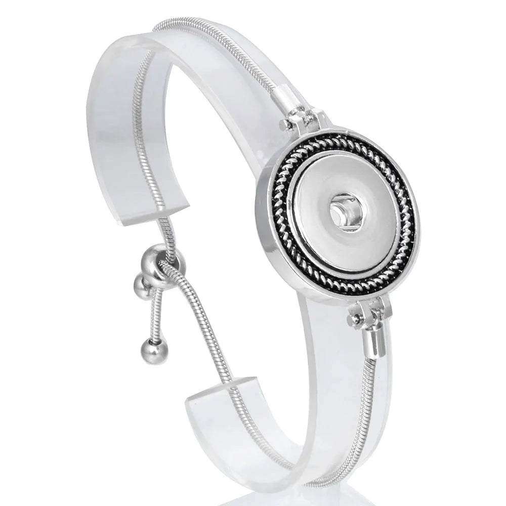 Snap Jewelry Adjustable Snap Buttons Bracelets 18mm Metal Button Charms Chain Bracelets For Women DIY Jewelry Pi-Mart