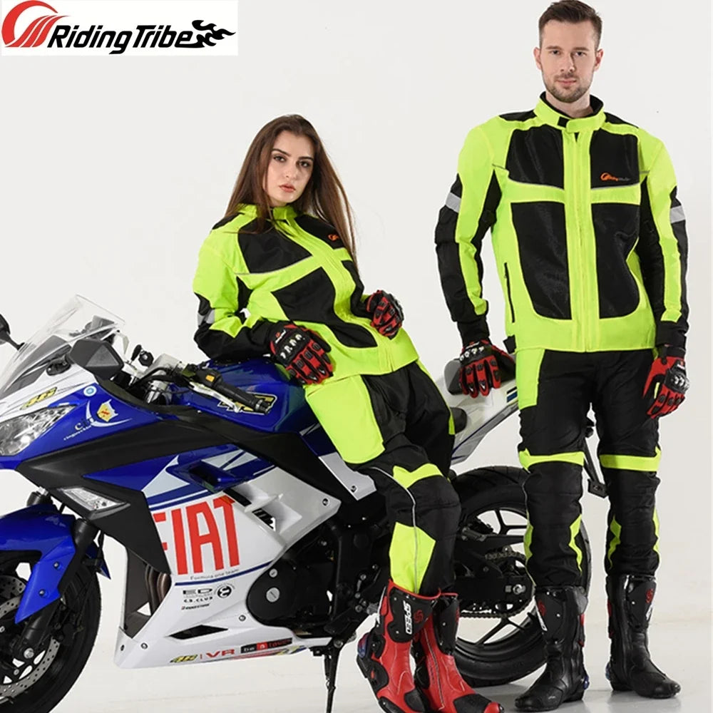 Men Woman Summer Style Breathable Motorcycle Jacket Night High Visible Motorbike Riding Coat with 5pcs Protective pads JK-21 LadyShow.Store