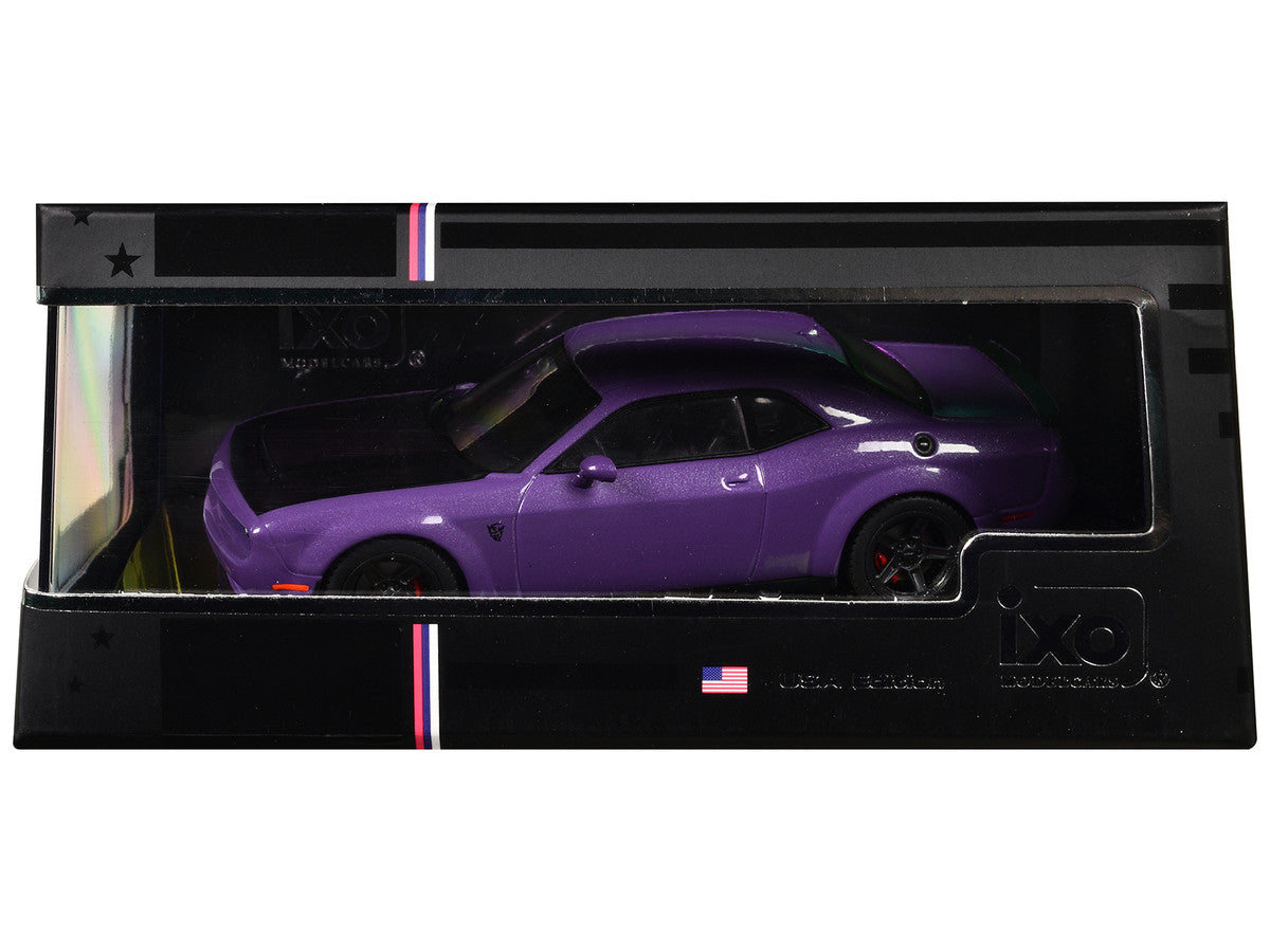 2018 Dodge Challenger SRT Demon Plum Crazy Metallic with Matt Black Hood 1/43 Diecast Model Car by IXO Models LuxuryLifeWay Online Store