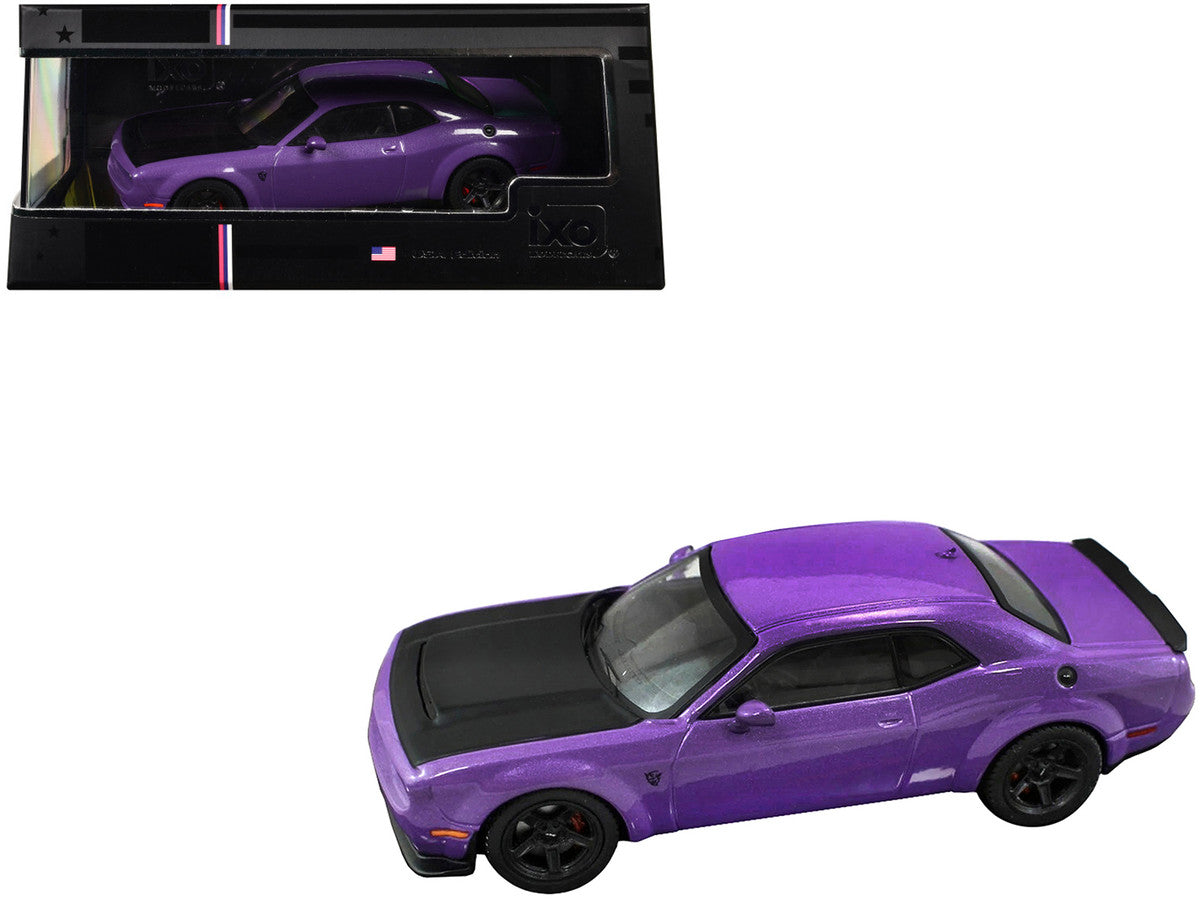 2018 Dodge Challenger SRT Demon Plum Crazy Metallic with Matt Black Hood 1/43 Diecast Model Car by IXO Models LuxuryLifeWay Online Store
