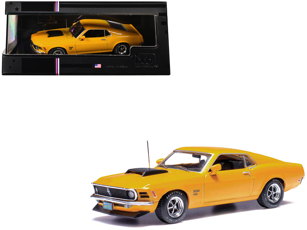 1970 Ford Mustang Boss 429 Bright Yellow with Black Hood Scoop 1/43 Diecast Model Car by IXO Models LuxuryLifeWay Online Store