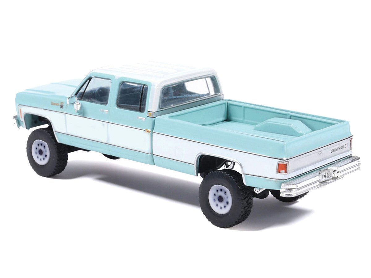 1978 Chevrolet Silverado K30 Crew Cab Pickup Truck Light Blue and White with Blue Interior 1/64 Diecast Model by IXO Models LuxuryLifeWay Online Store