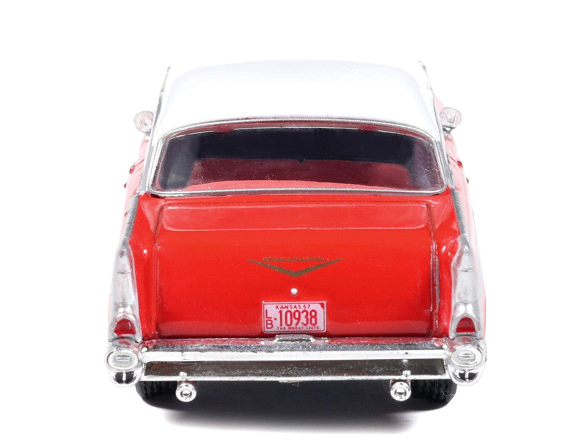 1957 Chevrolet Bel Air Red with White Top and Red Interior 1/64 Diecast Model by IXO Models LuxuryLifeWay Online Store