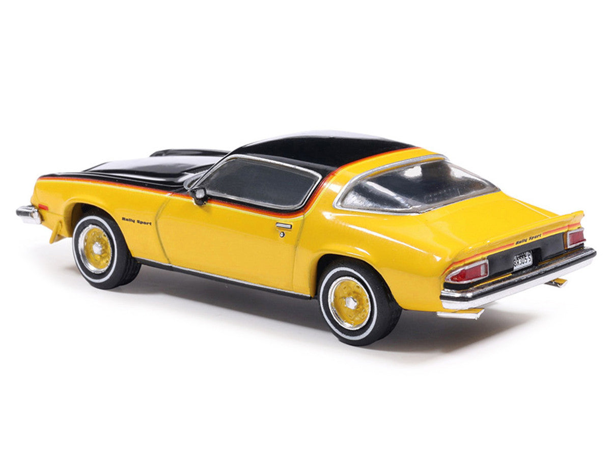 1976 Chevrolet Camaro Rally Sport Black and Yellow with Red Stripes 1/64 Diecast Model Car by IXO Models LuxuryLifeWay Online Store