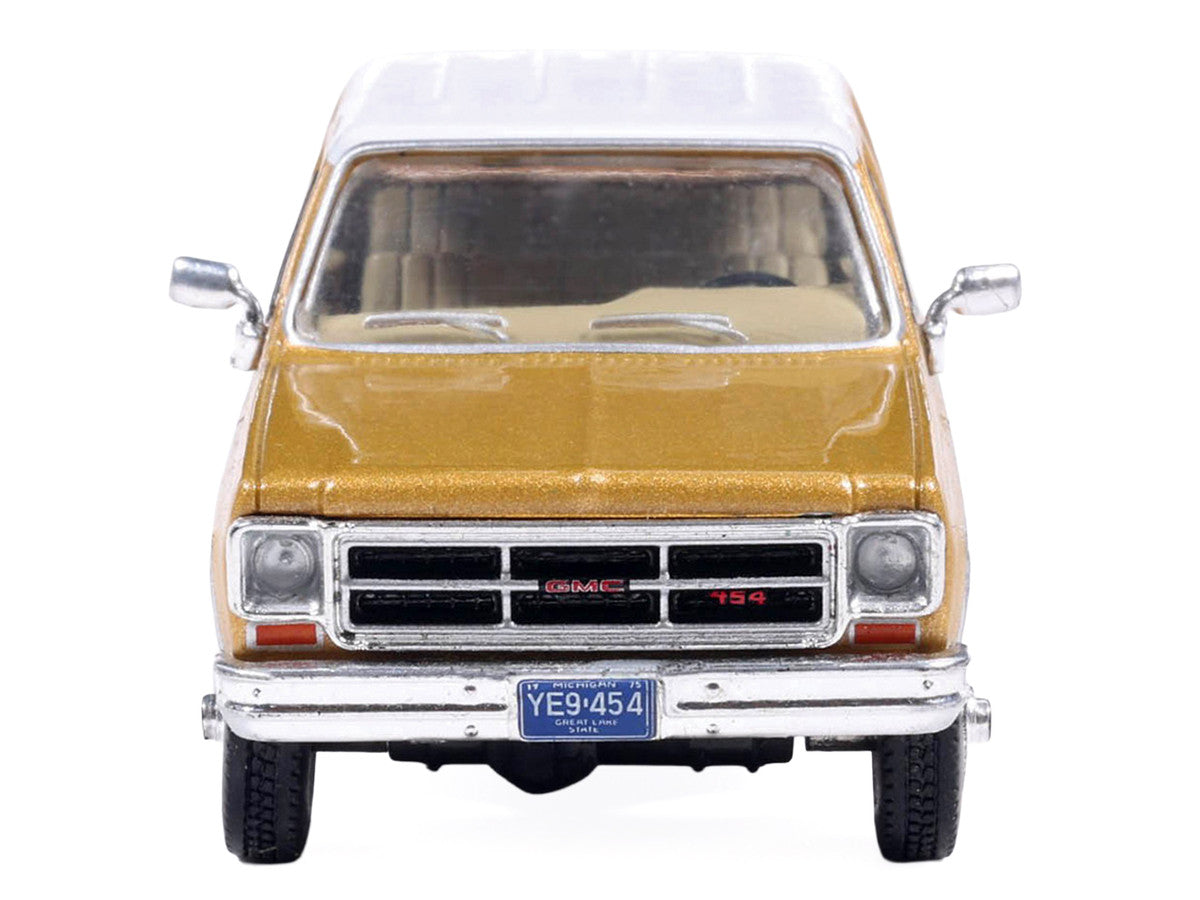 1975 GMC Sierra Classic K2500 Pickup Truck Yuba Gold Metallic and White 1/64 Diecast Model by IXO Models LuxuryLifeWay Online Store