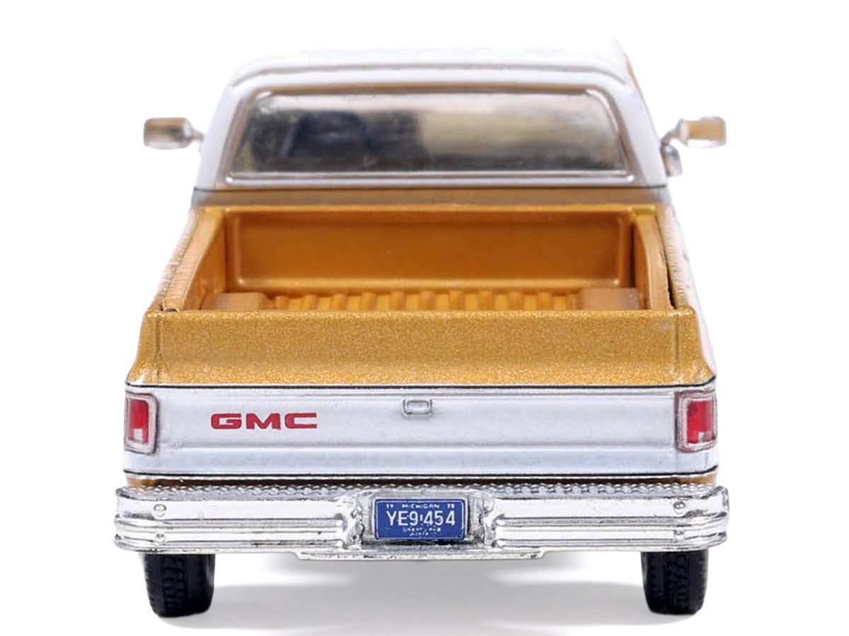 1975 GMC Sierra Classic K2500 Pickup Truck Yuba Gold Metallic and White 1/64 Diecast Model by IXO Models LuxuryLifeWay Online Store