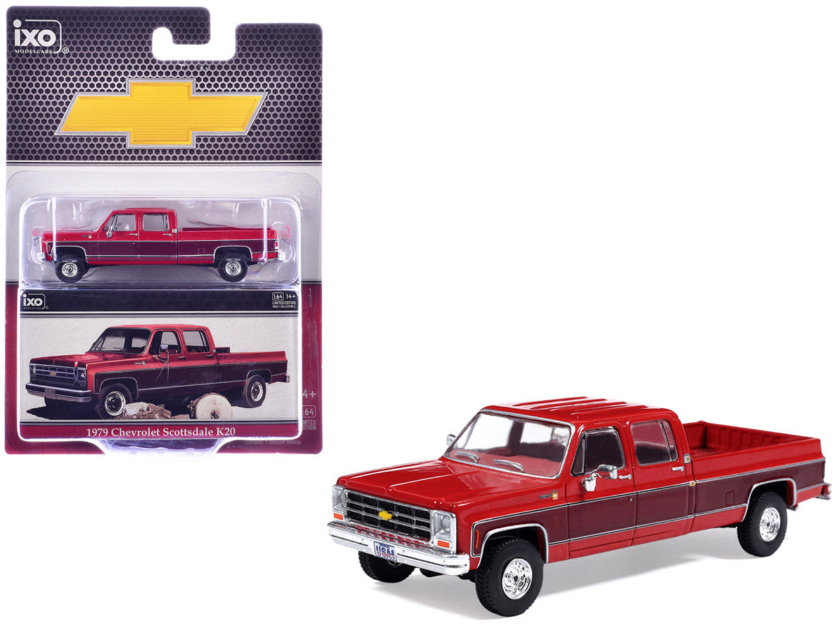 1979 Chevrolet Scottsdale K20 Pickup Truck Carmine Red Two-Tone 1/64 Diecast Model by IXO Models LuxuryLifeWay Online Store