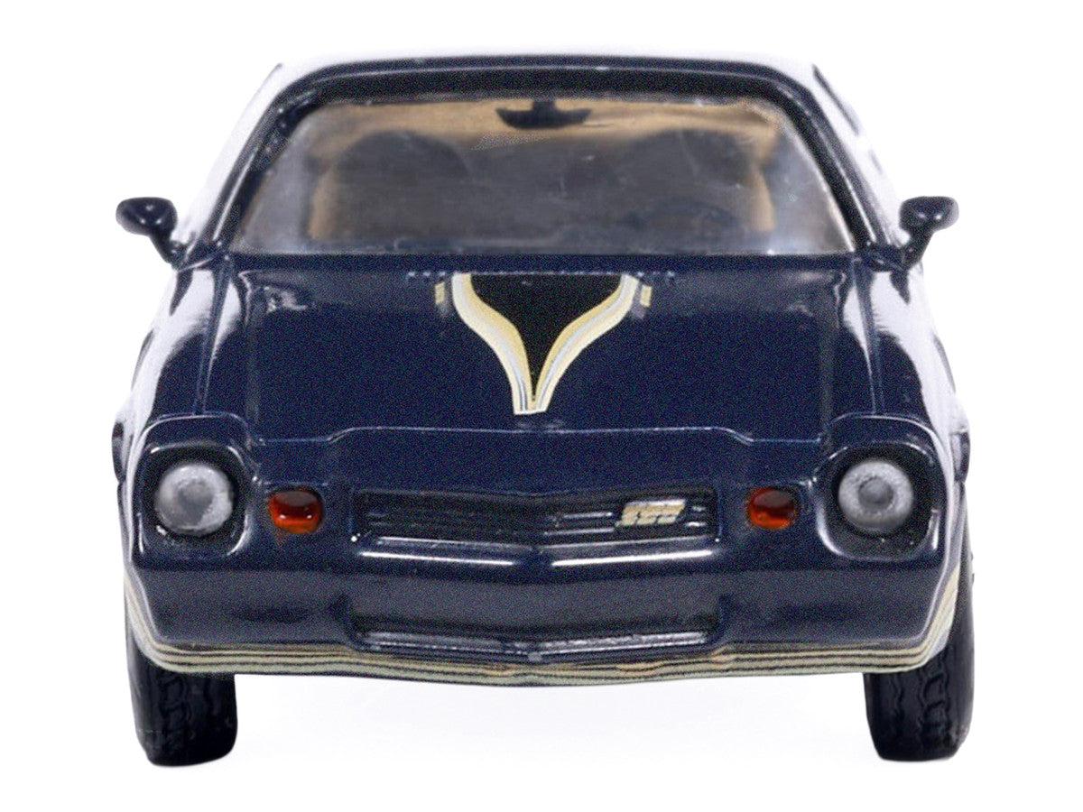 1981 Chevrolet Camaro Z28 Dark Blue Metallic with Gold Stripes and Interior 1/64 Diecast Model Car by IXO Models LuxuryLifeWay Online Store