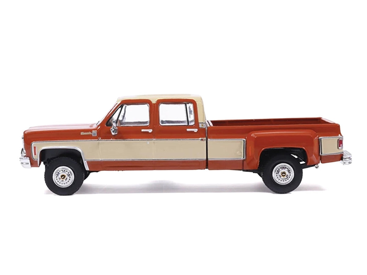 1975 Chevrolet Silverado K30 Crew Cab Dually Pickup Truck Grecian Bronze and Santa Fe Tan 1/64 Diecast Model Car by IXO Models LuxuryLifeWay Online Store