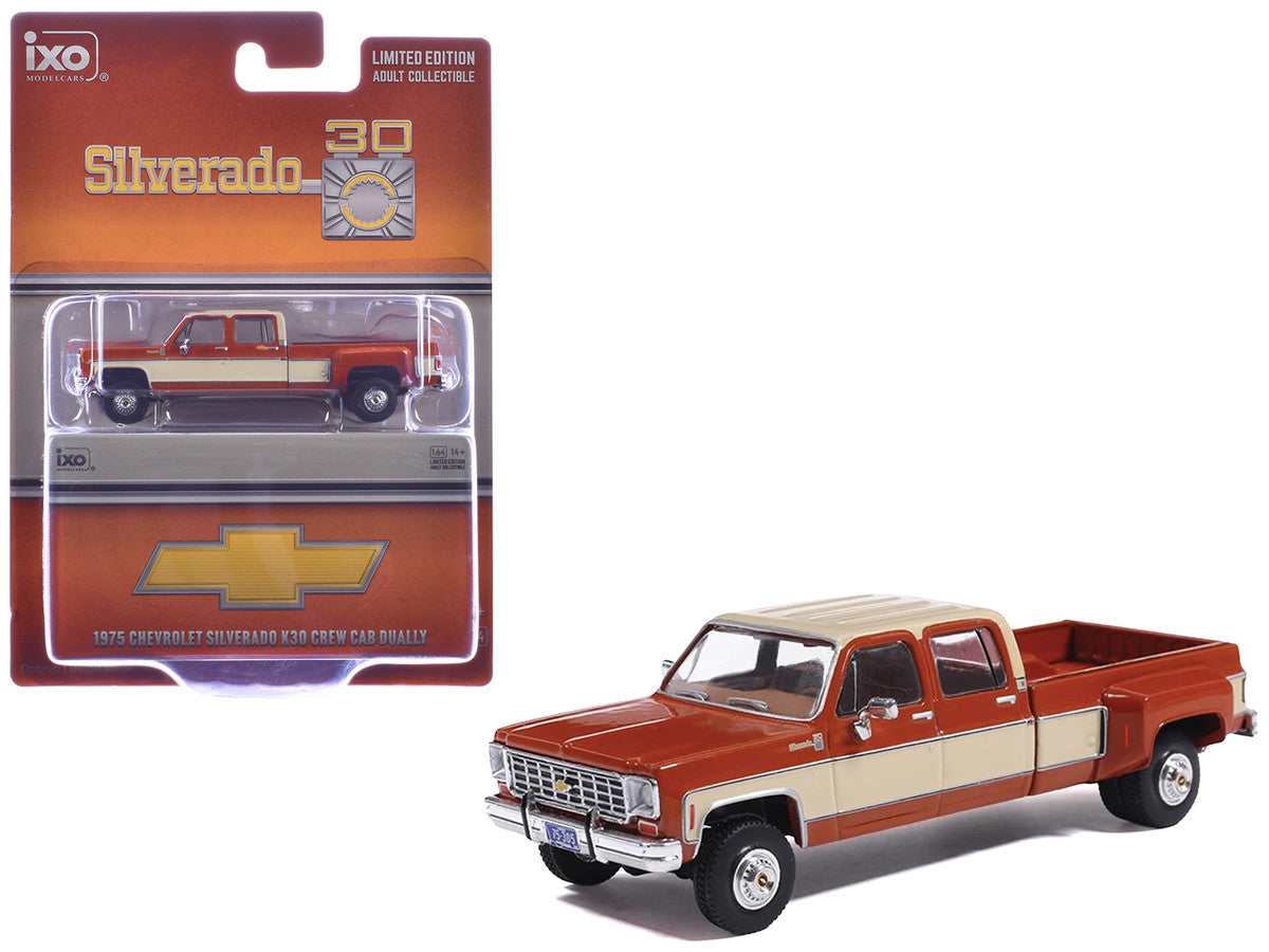 1975 Chevrolet Silverado K30 Crew Cab Dually Pickup Truck Grecian Bronze and Santa Fe Tan 1/64 Diecast Model Car by IXO Models LuxuryLifeWay Online Store