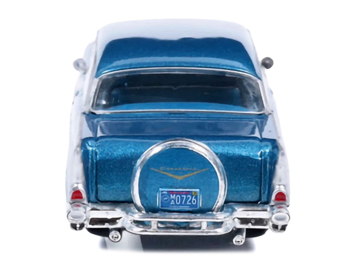 1957 Chevrolet Bel Air Sedan Harbor Blue Metallic with Blue Interior 1/64 Diecast Model Car by IXO Models LuxuryLifeWay Online Store