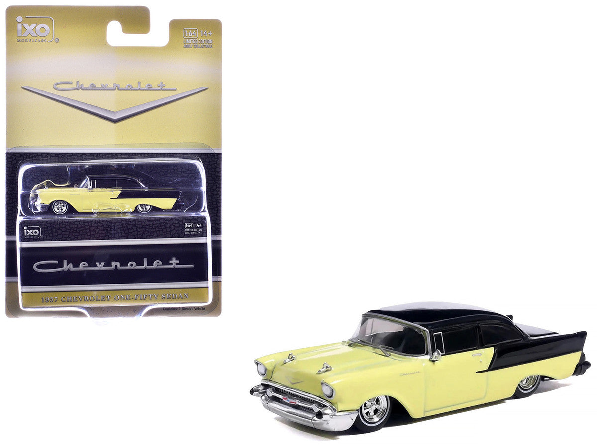 1957 Chevrolet One-Fifty Lowered Colonial Cream and Onyx Black 1/64 Diecast Model Car by IXO Models LuxuryLifeWay Online Store