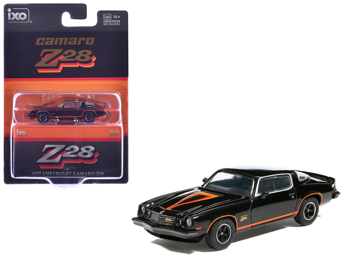 1977 Chevrolet Camaro Z28 Black with Stripes 1/64 Diecast Model Car by IXO Models LuxuryLifeWay Online Store