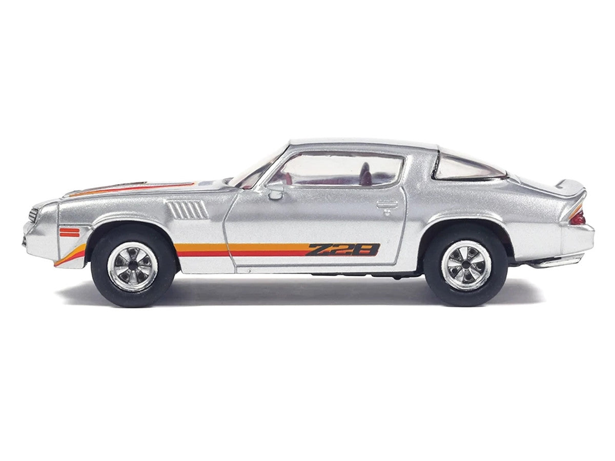 1979 Chevrolet Camaro Z28 Silver Metallic with Stripes and Red Interior 1/64 Diecast Model Car by IXO Models LuxuryLifeWay Online Store