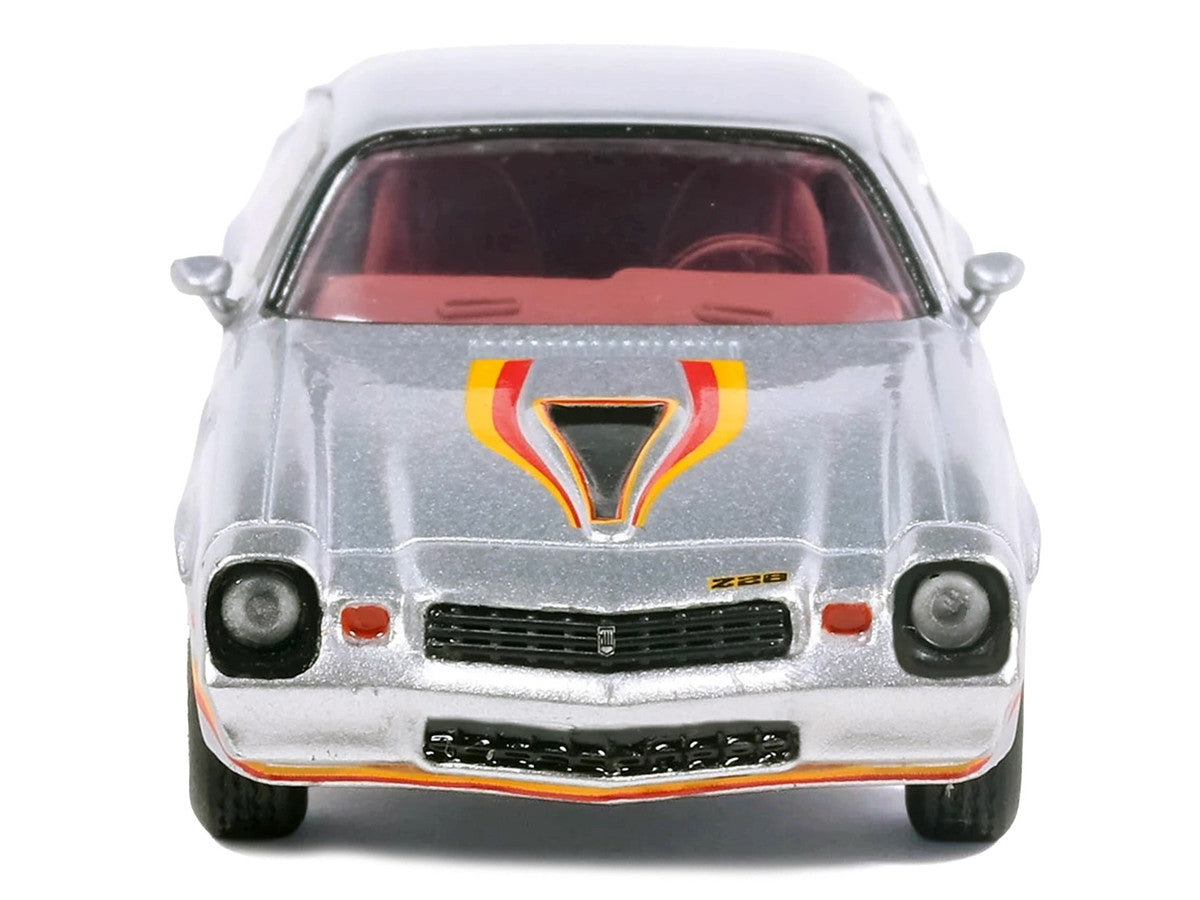 1979 Chevrolet Camaro Z28 Silver Metallic with Stripes and Red Interior 1/64 Diecast Model Car by IXO Models LuxuryLifeWay Online Store
