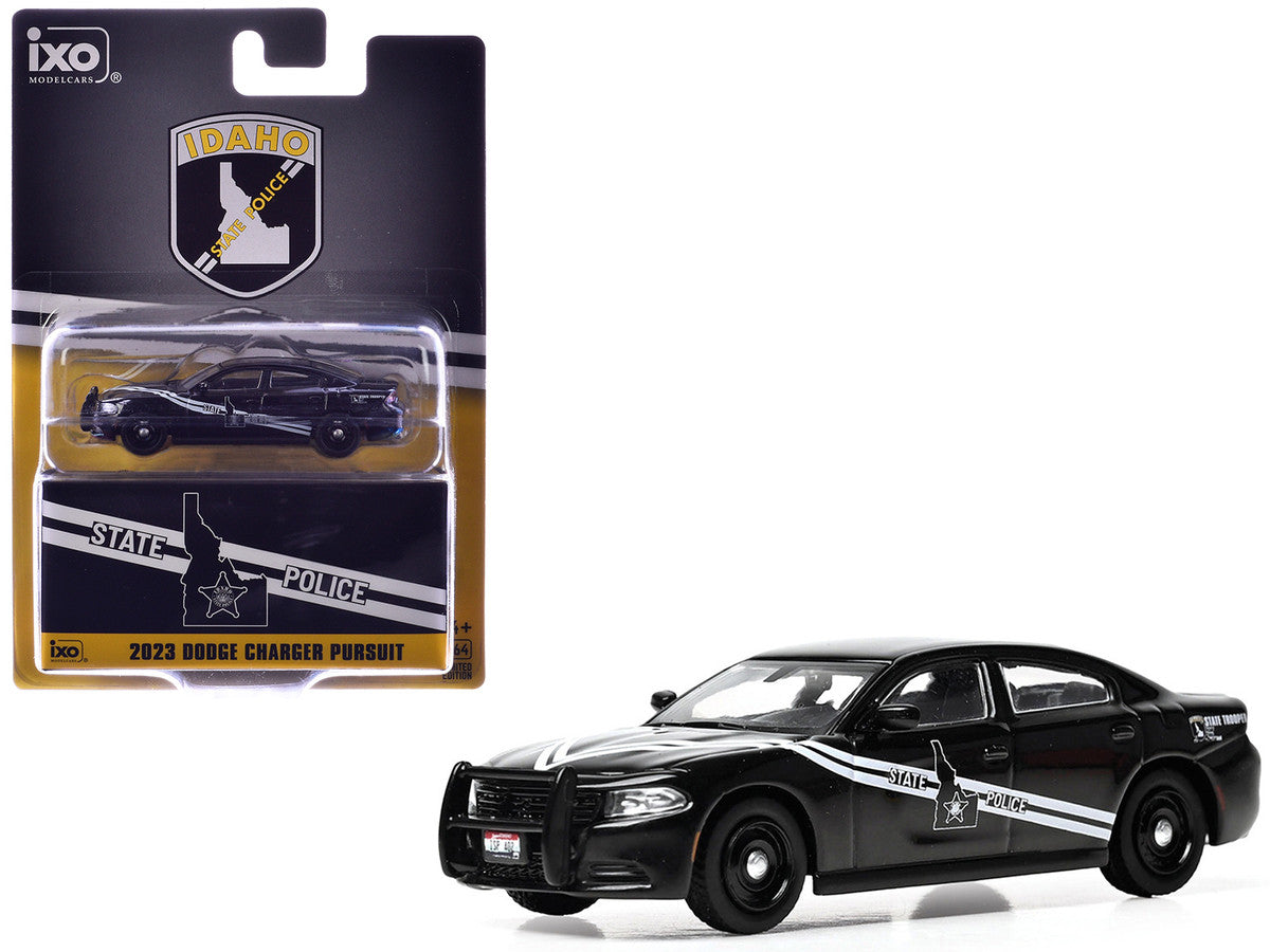 2023 Dodge Charger Pursuit "Idaho State Police" Black with White Stripes 1/64 Diecast Model by IXO Models LuxuryLifeWay Online Store
