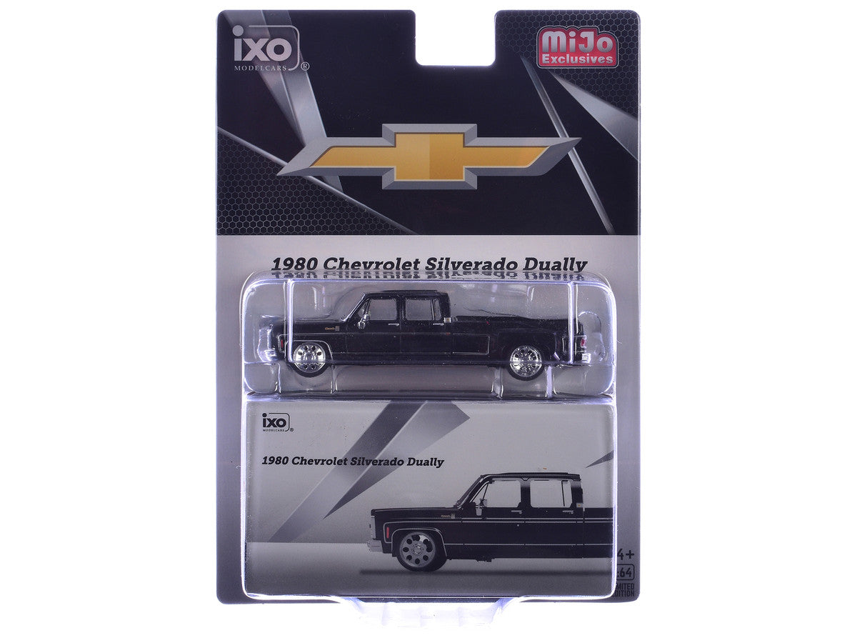 1980 Chevrolet Silverado C30 Crew Cab Dually Lowered Pickup Truck Black 1/64 Diecast Model Car by IXO Models LuxuryLifeWay Online Store
