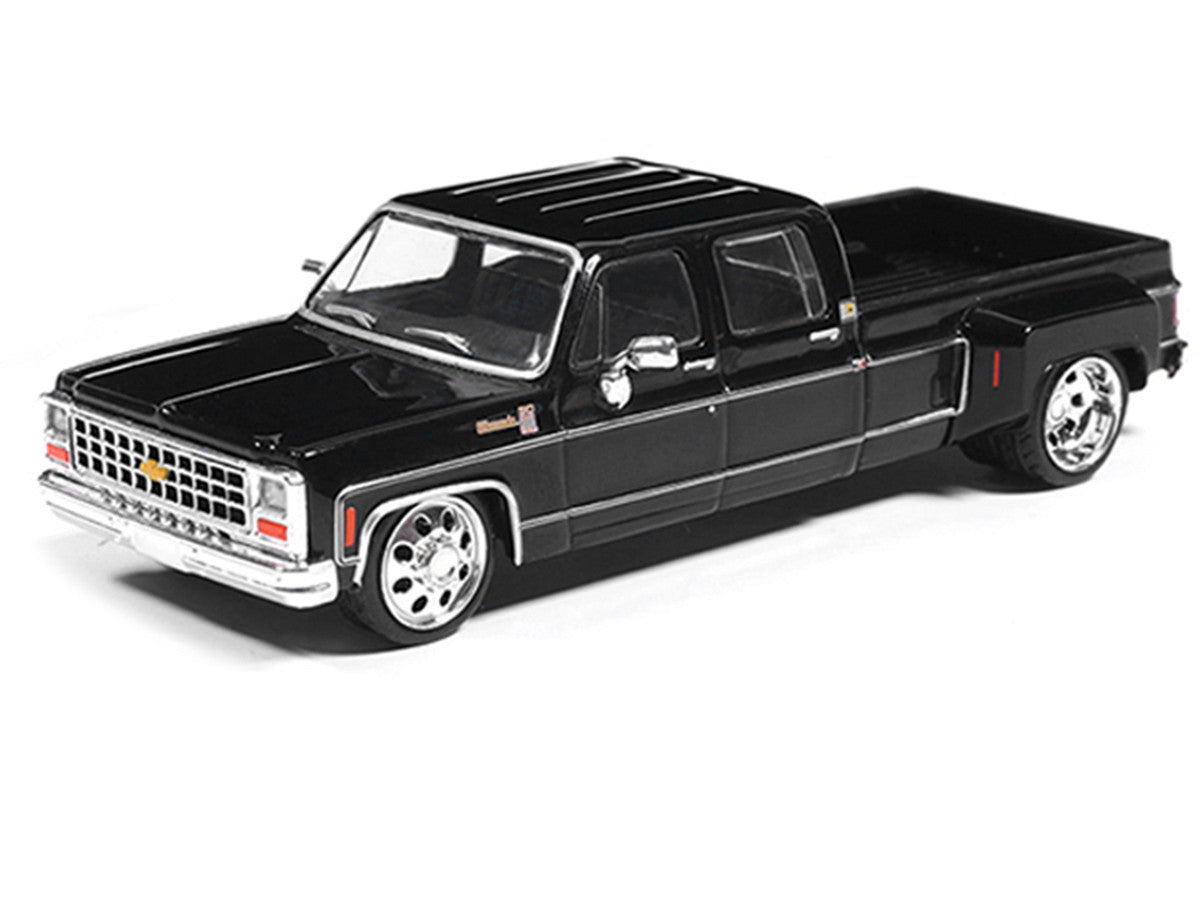 1980 Chevrolet Silverado C30 Crew Cab Dually Lowered Pickup Truck Black 1/64 Diecast Model Car by IXO Models LuxuryLifeWay Online Store