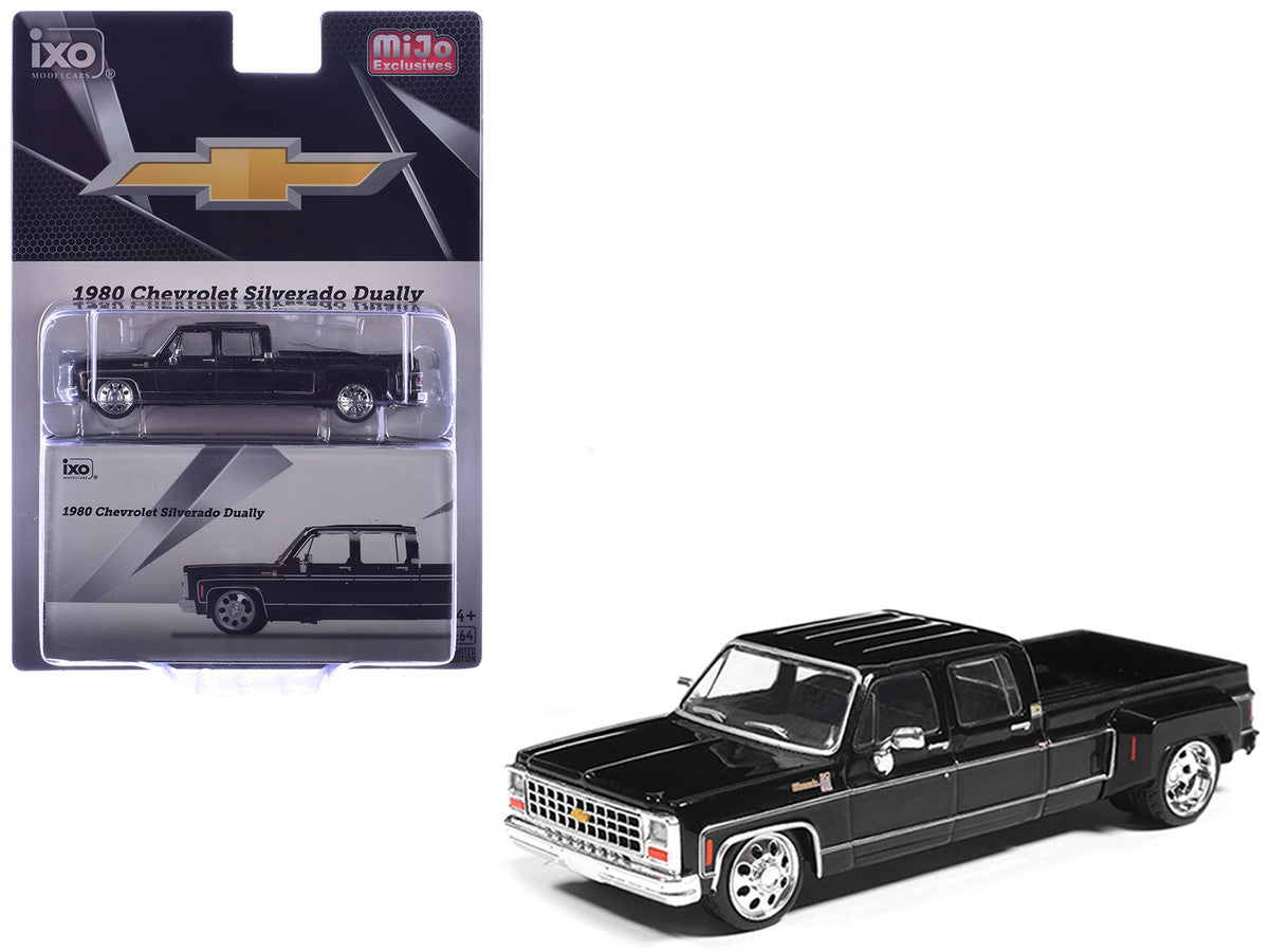1980 Chevrolet Silverado C30 Crew Cab Dually Lowered Pickup Truck Black 1/64 Diecast Model Car by IXO Models LuxuryLifeWay Online Store